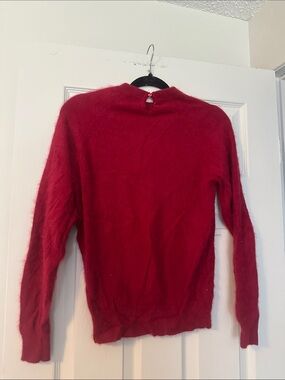 Red Women's Crewneck Fuzzy Sweater
